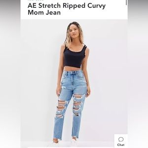 American Eagle Stretch Ripped Curvy Mom Jean